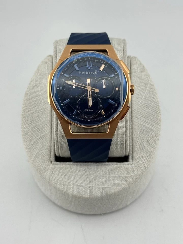 Bulova Marc Anthony CURV Chronograph Quartz Blue Dial Men's Watch 97A185