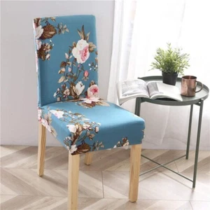 Stretch Floral Dining Chair Covers Banquet Wedding Party Seat Decor Slipcover x6 - Picture 1 of 3