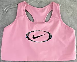 NWT Nike Plus Size 1X Dri Fit Pink Swoosh Sports Bra Medium Support DA2418-654 - Picture 1 of 10