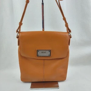 New DKNY Women's Handbag Crossbody Tan Leather Magnetic Closure Key Fob - Picture 1 of 21