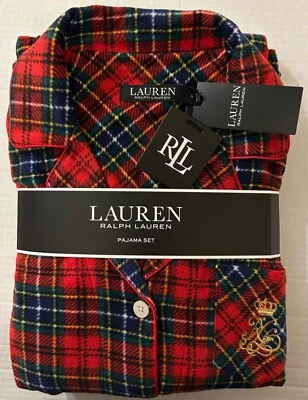 Ralph Lauren Juego de 2 Pijamas Grande L Rojo Cuadros Pijamas Nuevo Bordado ENVÍO RÁPIDO Foto 1 de 4
