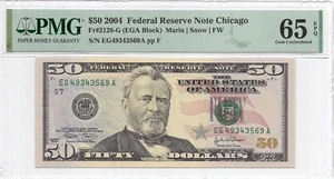 2004 $50 CHICAGO FRN. PMG GEM Uncirculated 65 EPQ Banknote. - Picture 1 of 2