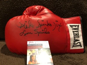 MICHAEL MIKE LEON SPINKS Autograph Signed Everlast Leather Lace Boxing Glove JSA - Picture 1 of 3