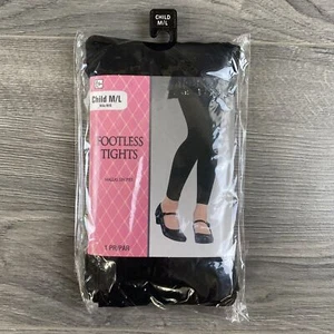 Amscan Child Black Footless Tights School Christmas Cosplay Dress Up Size M/L - Picture 1 of 6
