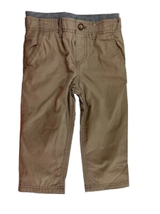 NWT Carter’s Boy’s 24 Months Pants Brown Khaki Cotton Pull On Lined - Picture 1 of 4