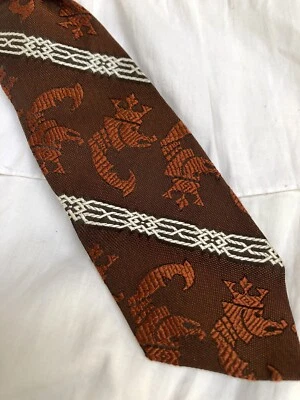 ADORABLE Vintage Children’s Clip-On Tie NWT Brown Orange White, Fish With Crowns - Image 1 of 4