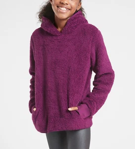 ATHLETA GIRL PURPLE SO SNUG SHERPA LONG SLEEVE SOFT COZY HOODIE Sz XL - 14 - Picture 1 of 4