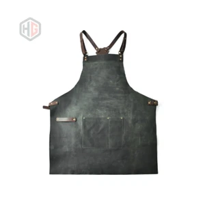 Premium Argentinian Leather Apron – Barista Barber BBQ – Handcrafted 2 Pockets – - Picture 1 of 5