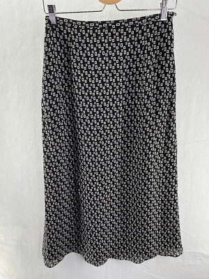 Charter Club 8P Skirt 100% Silk Lined Longer Length Black White EUC (W4905-C7) - Image 1 of 4