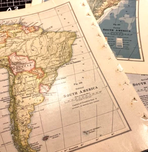 South America Map Political Relief Physical lot 3 1916 Antique 7 x 10" Wall Art - Picture 1 of 20