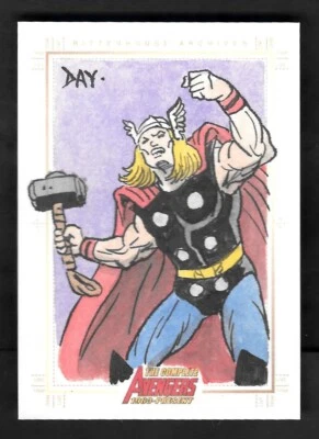 2006 Rittenhouse Complete Avengers Hand Drawn Colored SketchaFEX Thor Day - Image 1 of 2
