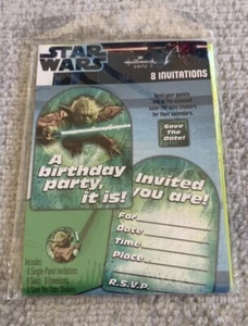Star Wars Party Invitations Yoda A Birthday Party, It Is! Envelopes Stickers - Picture 1 of 3