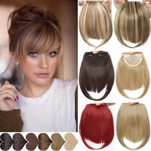 US Thin Air Neat Wispy Bangs Neat Fringe Hairpiece Clip in Front False Hairpiece - Picture 1 of 61