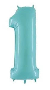 1 Number ONE #1 1st BABY Pastel BLUE Boy Birthday Party Mylar Balloon 40" BB - Picture 1 of 1