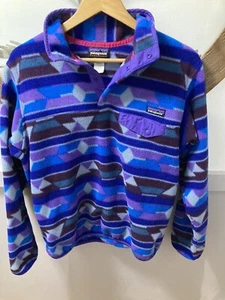 Patagonia Women's Sz M Synchilla Snap T Guatemalan Tango Bear Violetti 25455FA14 - Picture 1 of 9