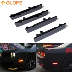 Front Rear Smoked Side Bumper Marker Light Lamps Fit 2015-2022 Dodge Challenger - Picture 1 of 10