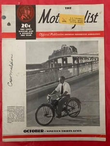 1937 "The Motorcyclist" Oct. - Revista original de motocicletas - ft. Harley/Indian - Imagen 1 de 7