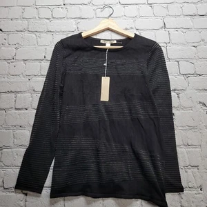 Belford Strickbluse schwarz silber metallic schimmernd halbtransparent Neu mit Etikett Größe L - Bild 1 von 10