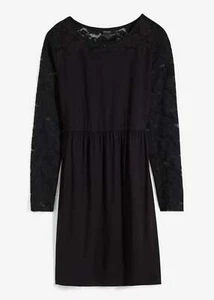 Kleid mit Spitze Gr. 40/42 Schwarz Damen Kurzes Langarm Freizeitkleid Neu* - Bild 1 von 1