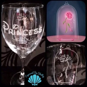 Personalisiertes Disney Verzauberte Rosenkuppel Weinglas Die Schöne und das Biest Handarbeit - Bild 1 von 12
