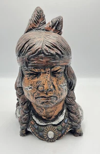 Vintage Native American Indian Head  Sculpture Heavy Resin - 10 1/2" Tall - Picture 1 of 6