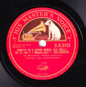 Paderewski. Beethoven (Sonata op. 27.2)+Paderewski (Menuet). HMV DB 3123-4 (2). - Imagen 1 de 2