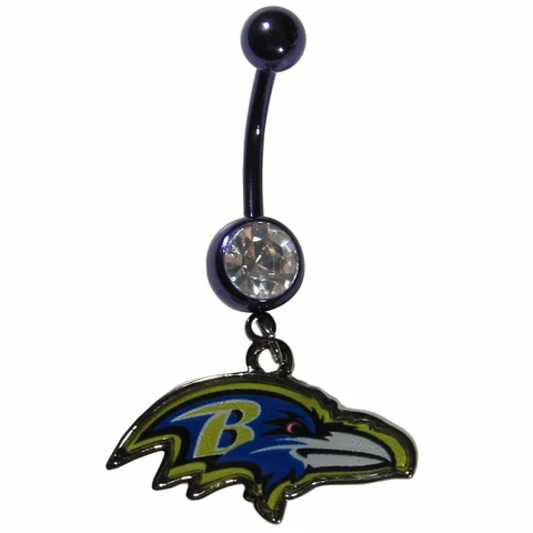 Baltimore Ravens Navel Belly Ring with Dangle Charm NFL Football Cover