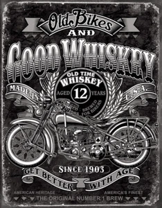 Bicicletas viejas Buen whisky Decoración de pared Metal Tin Sign 2458 - Imagen 1 de 1