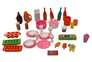 Vintage Barbie Dream Furniture Dining Buffet 1980 #2470 Dishes + Kitchen Items - Picture 1 of 5