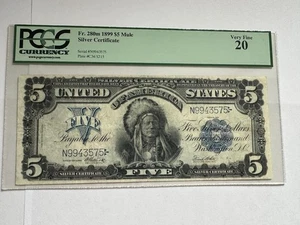 US 1899 $5 Chief Silver Certificate Note Elliott-White FR 280 PCGS 20 VF - Picture 1 of 8