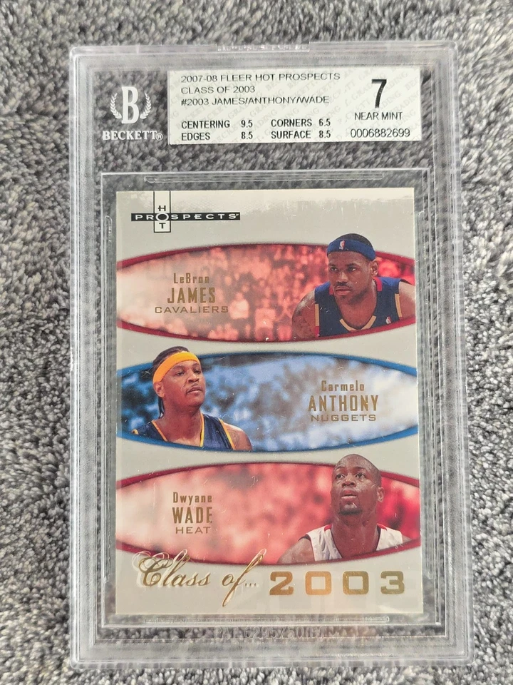 2007 Fleer Hot Prospects Class of 2003 LeBron James Carmelo Anthony Wade - Image 1 of 2