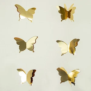 GOLD 2 Metallic 9 ft 3D Paper Butterfly String HANGING GARLANDS Party Events - Picture 1 of 8