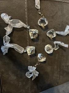 SIX (6) Chandelier Crystal Prisms Christmas DIAMOND CUT TEARDROP GLASS Ornament - Picture 1 of 2
