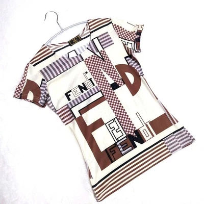 Camiseta Pullover Manga Corta Logo FENDI Rara Hecha en Italia Foto 1 de 4