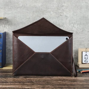 Genuine Leather 13" Tablet Sleeve Pouch Carrying Case For iPad A4 Notebook Cover - Picture 1 of 15