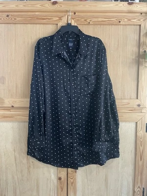 Camisa Gap bolinhas namorado cetim elegante feminina dinheiro antigo preppy XXL alta - Imagem 1 de 4