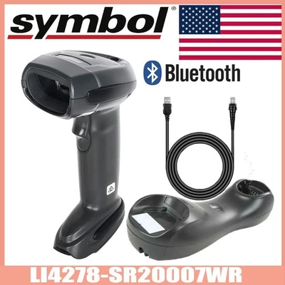 Symbol LI4278-SR20007WR Bluetooth 1D Barcode Scanner With USB Cable & Cradle US - Image 1 of 4