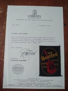 1964 Beatles Embroidered Patch Christies South Kensington With COA #1771/2500  - Picture 1 of 4
