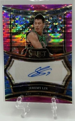 Jeremy Lin 2024-25 Panini Select Neon Purple Pulsar Prizm FOTL Auto /15! Knicks - Image 1 of 3