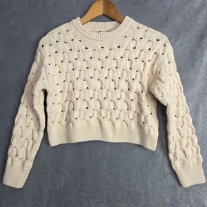 Zara Girls Crop Sweater 11-12 Fits Women XS Long Sleeve Crew Neck  Beige NWOT - Picture 1 of 10