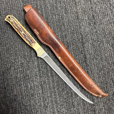 Cuchillo (filete) Tío Henry Schrade 167 con funda de cuero Foto 1 de 4