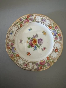 Porcelain Schumann Bavaria Dish Plate Germany US Zone 6.25" Flowers - Picture 1 of 4