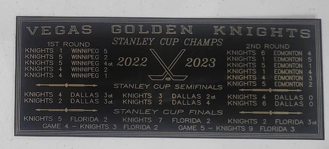 Vegas Golden Knights 2022-2023 Stanley Cup Champions 4x10 Engraved plate Cover