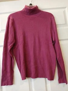 Josephine Chaus Womens Size XL Long Sleeve Ribbed Purple Turtleneck - Picture 1 of 8