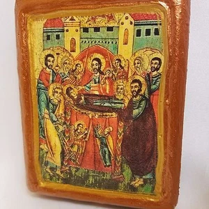 Dormizione di Theotokos Maria icona bizantina ortodossa orientale russa e greca - Foto 1 di 11