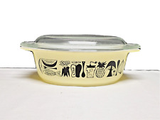 Vintage Pyrex Mod Kitchen 1958 Promo Oval Casserole Yellow/Black 043 1 1/2 qt