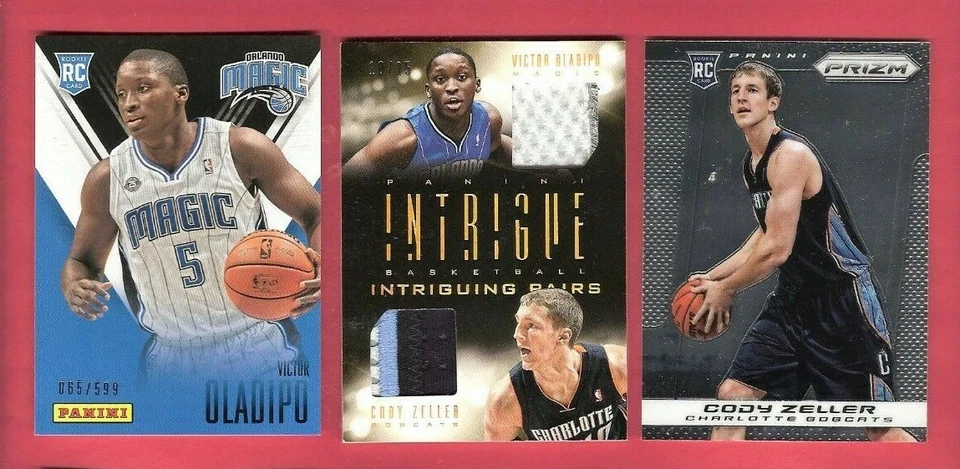 VICTOR OLADIPO & CODY ZELLER ROOKIE JERSEY PATCH + PRIZM & PANINI RC CARD IU - Image 1 of 2
