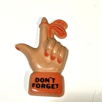 VTG RARE "DON'T FORGET" Hand MCM Refrigerator MAGNET Reminder RETRO Orange 1970s Foto 1 de 4