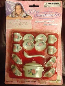 Vintage NEW HANDCRAFTED PORCELAIN 15 PCS MINI DINING SET Dollhouse Floral Tea - Picture 1 of 7