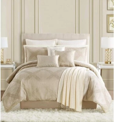 Juego de edredón y almohadas Queen 14 piezas beige tostado - caqui - Luxemburgo - Envío rápido NUEVO Foto 1 de 4